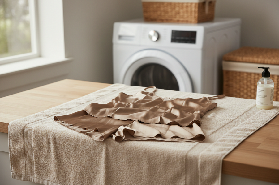 Silk garment being handled carefully after a rough wash cycle