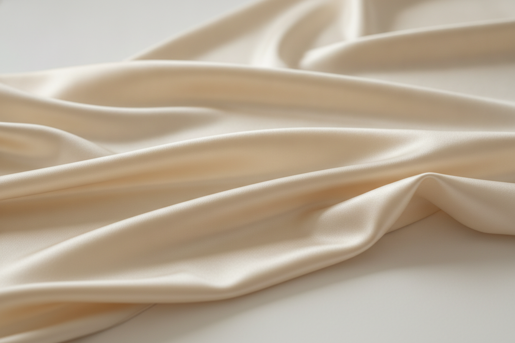 Smooth silk-like fabric with a soft neutral sheen