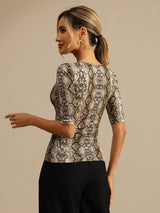 [Snakeskin] SilkSilky  Half Sleeve Women's T-Shirt 002
