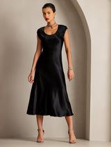 [Black] SilkSilky  Cap Sleeve Dress 006