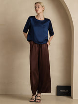 [Dark Blue] SilkSilky  Half Sleeve Women's T-Shirt 007