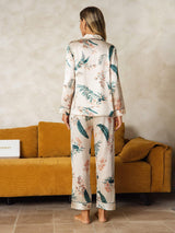 [Tropical Jungle] SilkSilky  Long Sleeve Lapel Collar Women's Pajamas 002