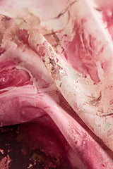 Pink rose pattern 100% mulberry silk square scarf with soft floral print