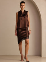 [Bitter Chocolate] SilkSilky  Sleeveless Tie Neck Camisole Top 007