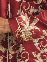 [Wine Dragon] SilkSilky  Long Sleeve Lapel Collar Men's Pajamas 006