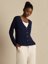[Dark Blue] SilkSilky  Long Sleeve Women's Cardigan 003