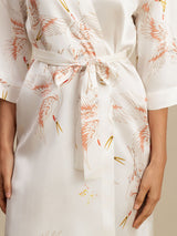 [White] SilkSilky  3/4 Sleeve Women's Robe 005