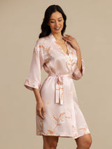 [Pink] SilkSilky  3/4 Sleeve Women's Robe 007