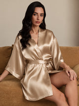 [Champagne Gold] SilkSilky  3/4 Sleeve Women's Robe 005