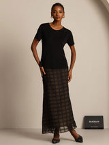 [Black] SilkSilky  Short Sleeve Round Neck Women's T-Shirt 006