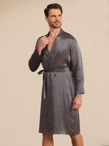 [Black Ginkgo] SilkSilky  Long Sleeve Men's Robe 004