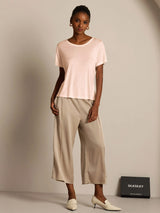 [Light Pink] SilkSilky  Short Sleeve Round Neck Women's T-Shirt 006