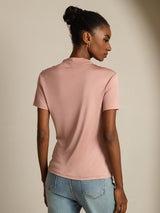 [Pink] SilkSilky  Short Sleeve Women's T-Shirt 002
