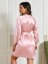 [Light Pink] SilkSilky  3/4 Sleeve Women's Robe 002
