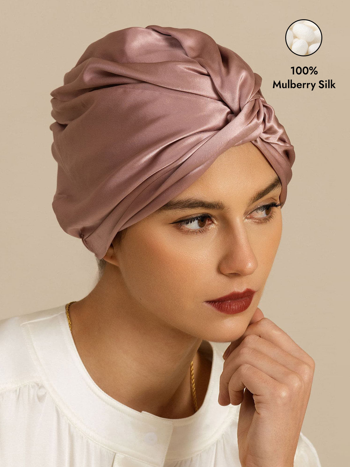[Pale Mauve] SilkSilky  Sleep Cap 001