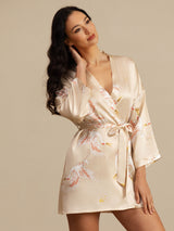 [Champagne] SilkSilky  3/4 Sleeve Women's Robe 005