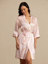 [Pink] SilkSilky  3/4 Sleeve Women's Robe 001