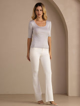 [Light Gray] SilkSilky  Half Sleeve Women's T-Shirt 005