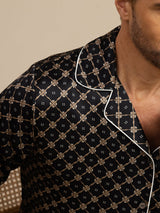 [Black Chain] SilkSilky  Long Sleeve Lapel Collar Men's Pajamas 003