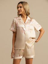 [Champagne] SilkSilky  Short Sleeve Lapel Collar Women's Pajamas 004