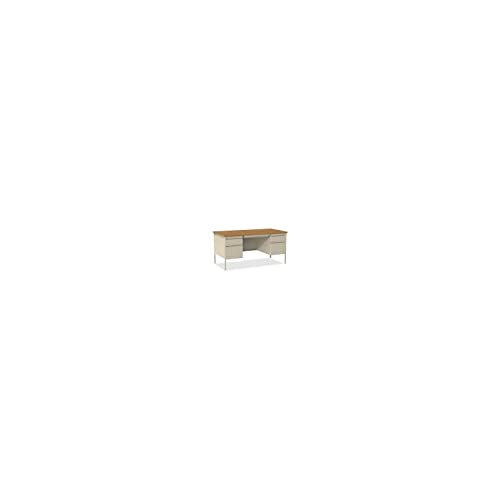 Lorell Double Pedestal Desk, 60 By 30 By 29-1/2-Inch, Putty Oak