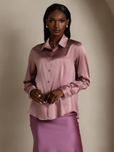 [Pale Mauve] SilkSilky  Long Sleeve Lapel Collar Women's Shirts 005