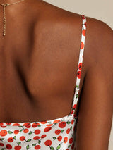 [Cherry] SilkSilky  Spaghetti Strap V Neck Dress 004