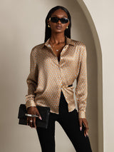 [Floral] SilkSilky  Long Sleeve Lapel Collar Women's Shirt 001