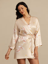 [Champagne] SilkSilky  3/4 Sleeve Women's Robe 001