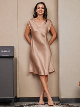 [Tuscany] SilkSilky  Cap Sleeve V Neck Nightgown 003