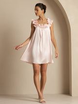 [Pink] SilkSilky  Sleeveless Square Neck Nightgown 007