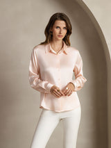 [Light Pink] SilkSilky  Long Sleeve Lapel Collar Women's Shirts 005