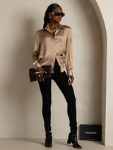 [Floral] SilkSilky  Long Sleeve Lapel Collar Women's Shirts 004