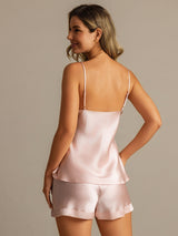 [Light Pink] SilkSilky  Spaghetti Strap V Neck Camisole Set 002
