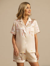[Champagne] SilkSilky  Short Sleeve Lapel Collar Women's Pajamas 004