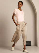[Light Pink] SilkSilky  Short Sleeve Round Neck Women's T-Shirt 007