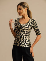 [Leopard] SilkSilky  Half Sleeve Women's T-Shirt 003
