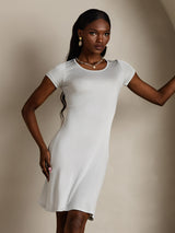 [White] SilkSilky  Silk Knitted Round Neck Nightgown 004,