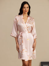 [Pink] SilkSilky  3/4 Sleeve Women's Robe 005