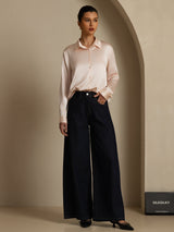 [Light Pink] SilkSilky  Long Sleeve Lapel Collar Women's Shirts 006