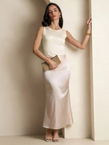 [Beige] SilkSilky  Sleeveless Round Neck Women's T-Shirt 006