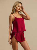 [Wine] SilkSilky  Spaghetti Strap Camisole Set 001