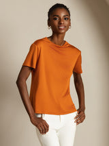 [Orange] SilkSilky  Short Sleeve Women's T-Shirt 006