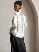 [Light Gray] SilkSilky  Long Sleeve Tie Neck Women's Blouse 002