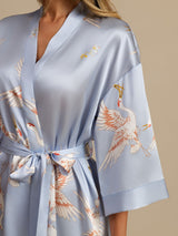 [Light Blue] SilkSilky  3/4 Sleeve Women's Robe 005