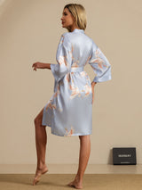 [Light Blue] SilkSilky  3/4 Sleeve Women's Robe 002
