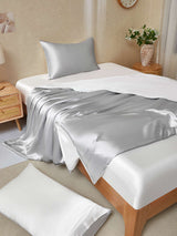 [LightGray+White] SilkSilky  19Momme Bedding Set 001
