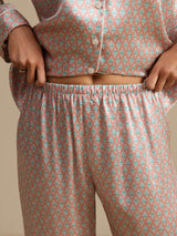 [Pink Heart Geo] SilkSilky  Short Sleeve Notch Collar Women's Pajamas 007