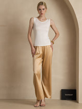 [White] SilkSilky  Sleeveless Round Neck Women's T-Shirt 007