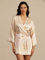 [Champagne] SilkSilky  3/4 Sleeve Women's Robe 001